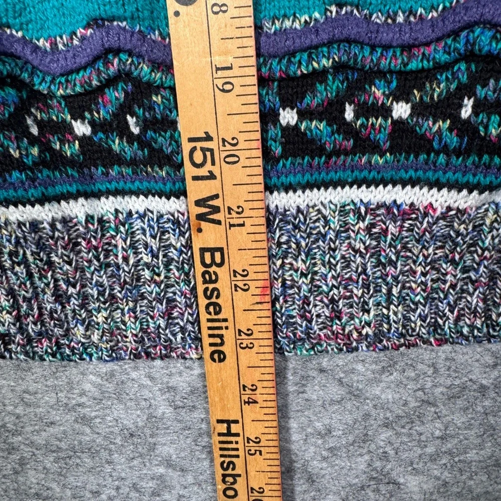 Vintage‎ Concrete Mix Women L 16-18 Sweater Geometric Knit Teal Purple Black